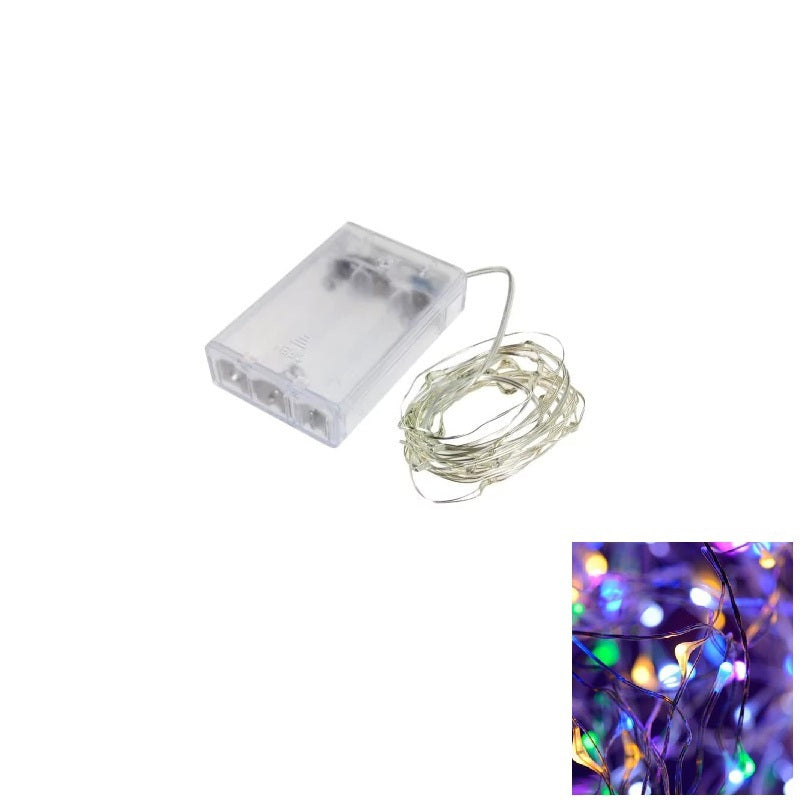 2M 20-LED Silver Wire Strip Light Battery Operated Fairy Lights Garlands Christmas Holiday Weddi...