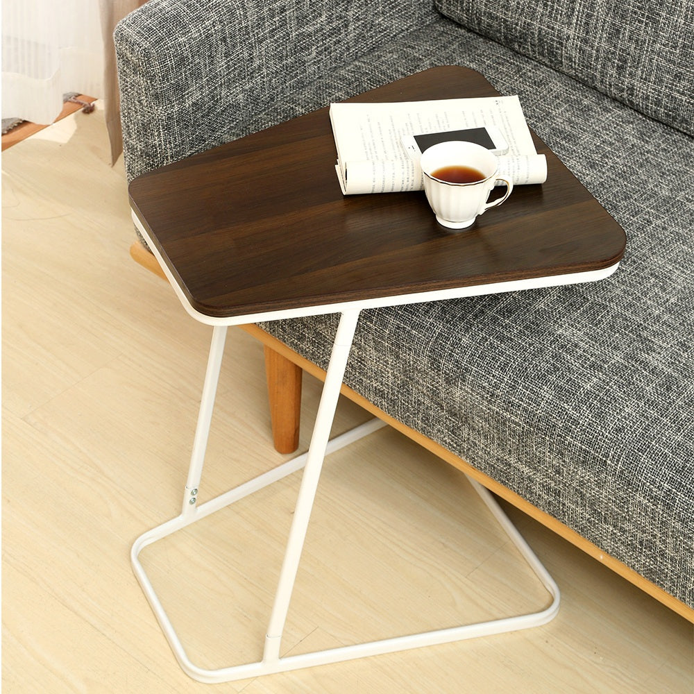C Shape Small Side Computer Tray Table for Living Room / Bedroom Toughened Wood Top