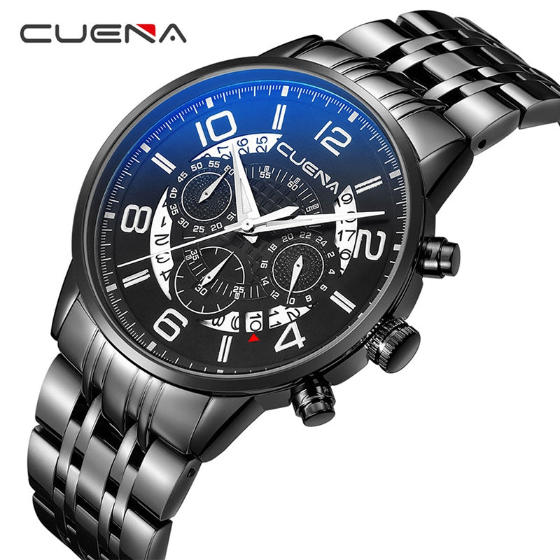 CUENA 6806G Men Fashion Steel Band Quartz Watch