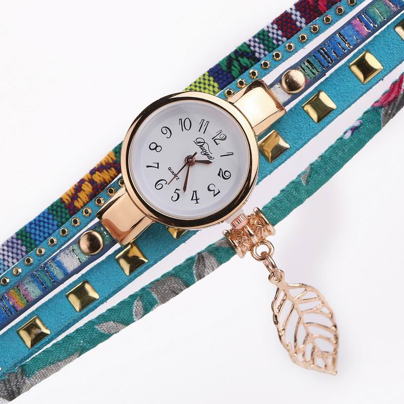 DUOYA D119 Women Ladies Arabic Numbers Braided Quartz Wrist Watch