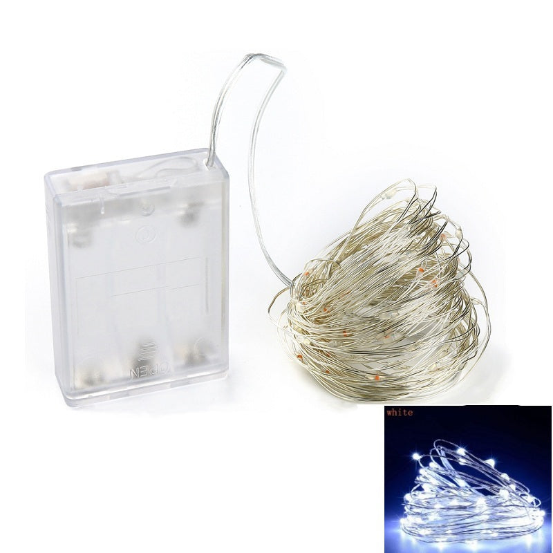 10M 100-LED Silver Wire Strip Light Battery Operated Fairy Lights Garlands Christmas Holiday Wed...