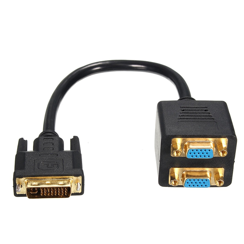 24+5 Pin DVI-I Male to 2 VGA Female Adapter Cable