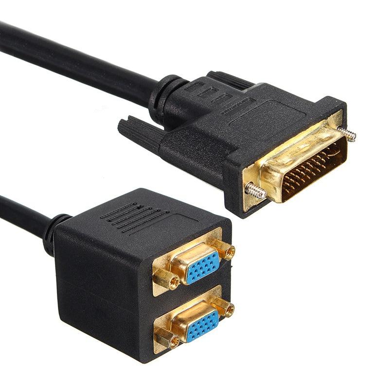 24+5 Pin DVI-I Male to 2 VGA Female Adapter Cable