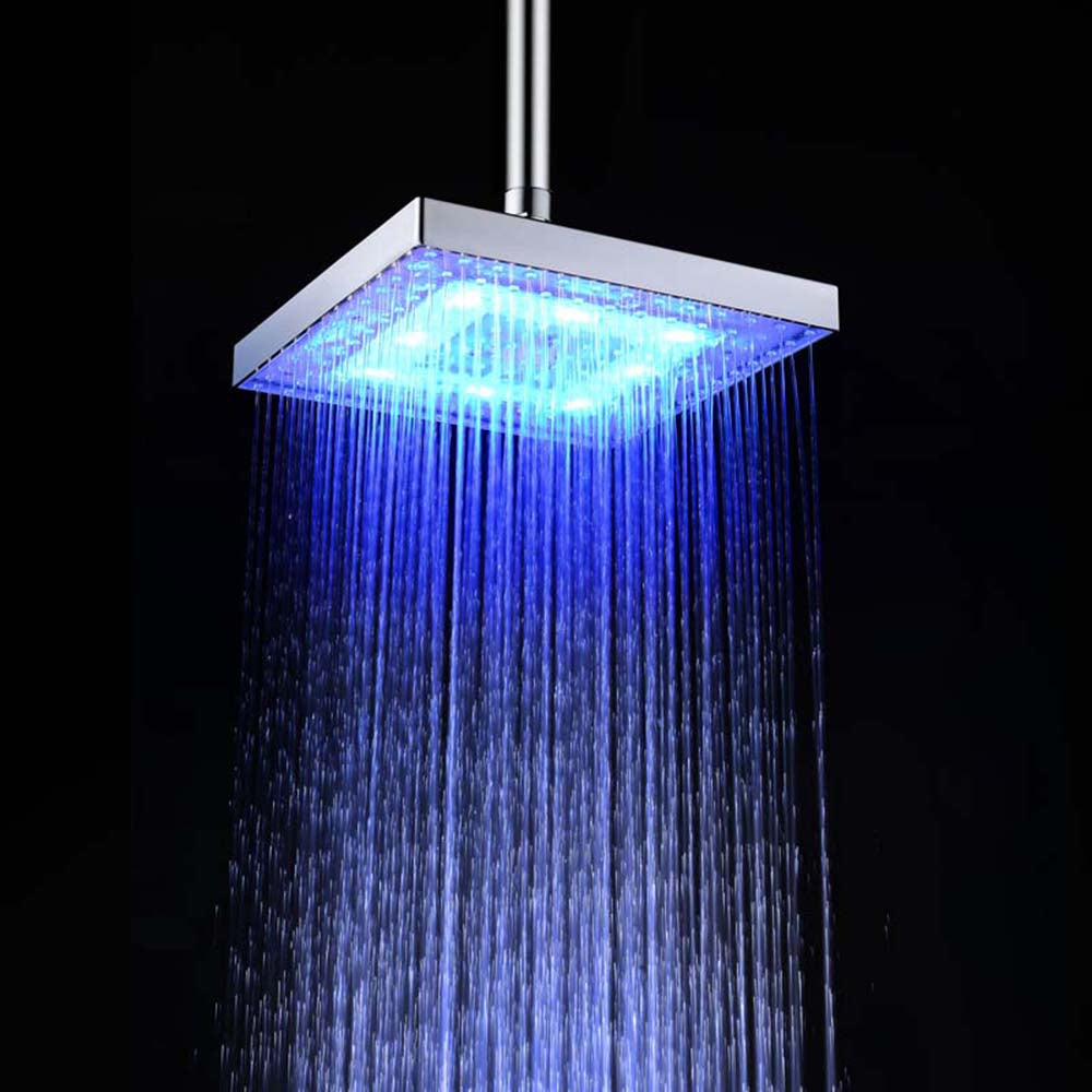 BRELONG 8 - inch LED Colorful Discoloration Square Shower Head Spray