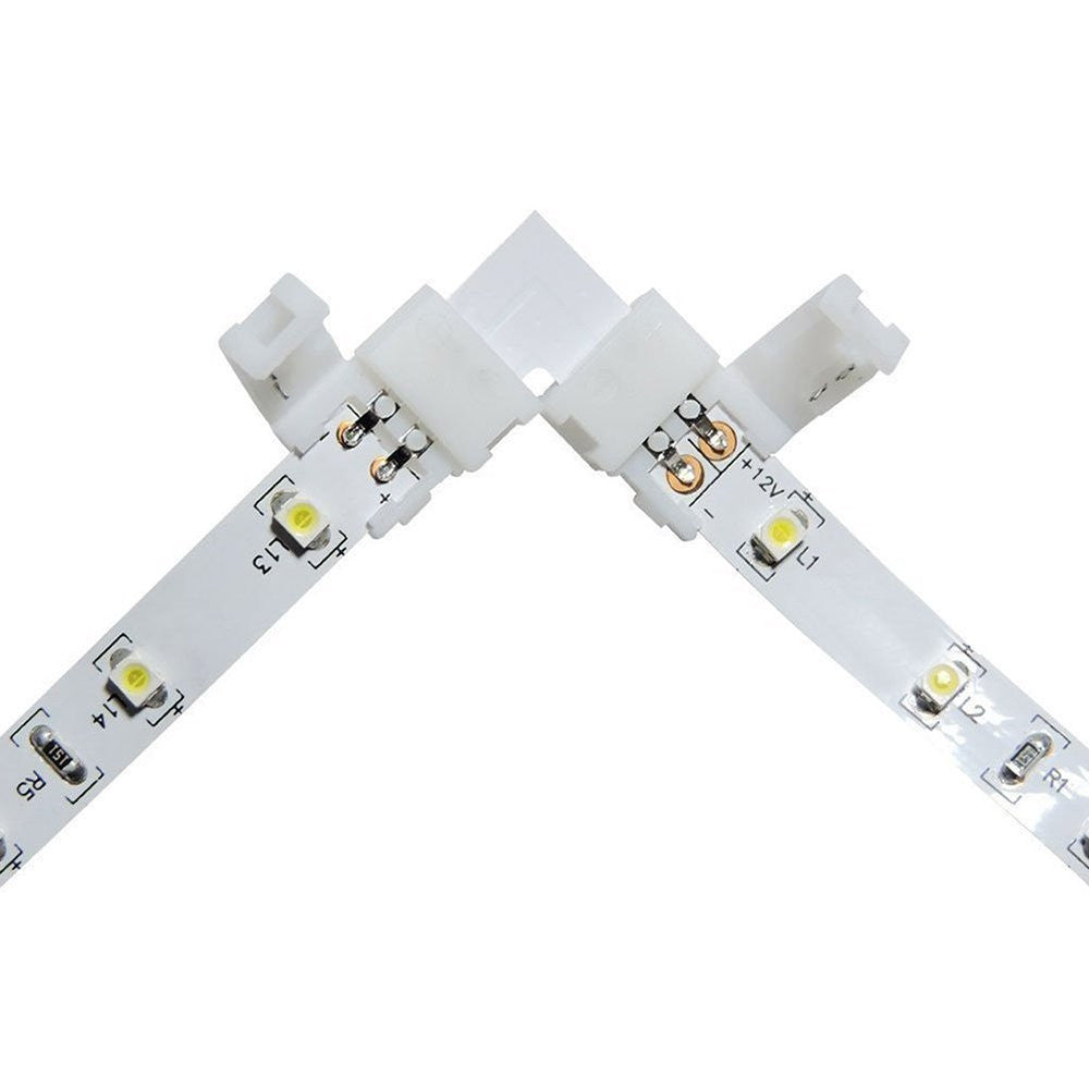 2 Pin LED L Shape Connector Tape 90 Degree Corner Connectors for 8mm Wide Flexible SMD 3528 2835...