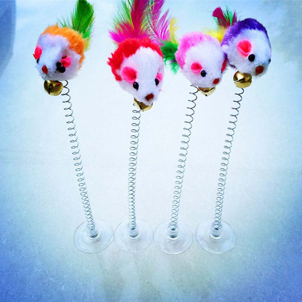 4pcs/set Rat Sucker Spring Mouse With Shape Cats Toys Funny Cat Stick Interactive