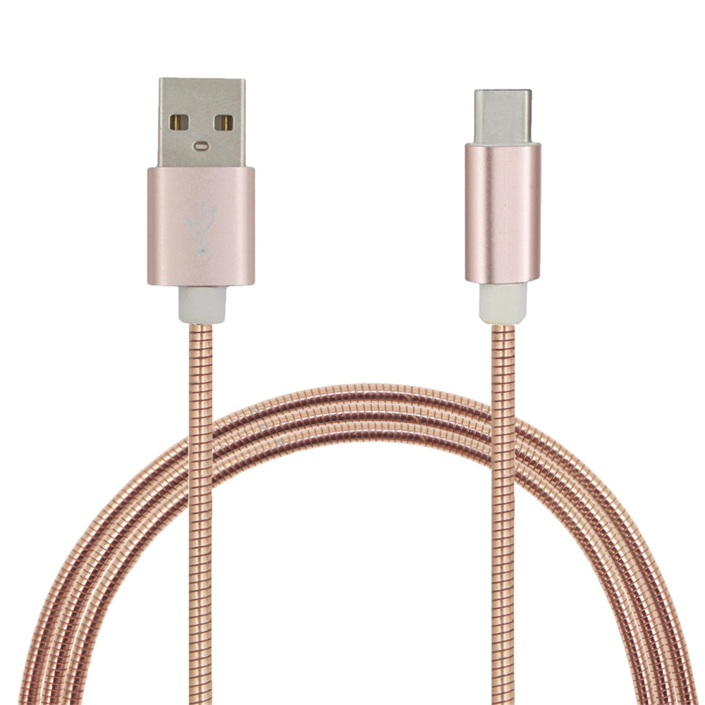 3.4A Stainless Steel Spring Quick Charge Type-C USB 3.1 Charging Cable with High-Speed Data Tran...