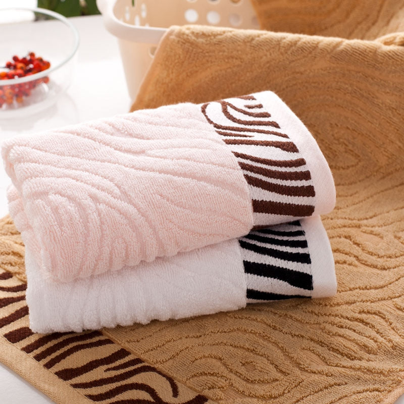 1 Pc Face Towel Simple Solid Color Striped Edge Soft Cozy Face Towel