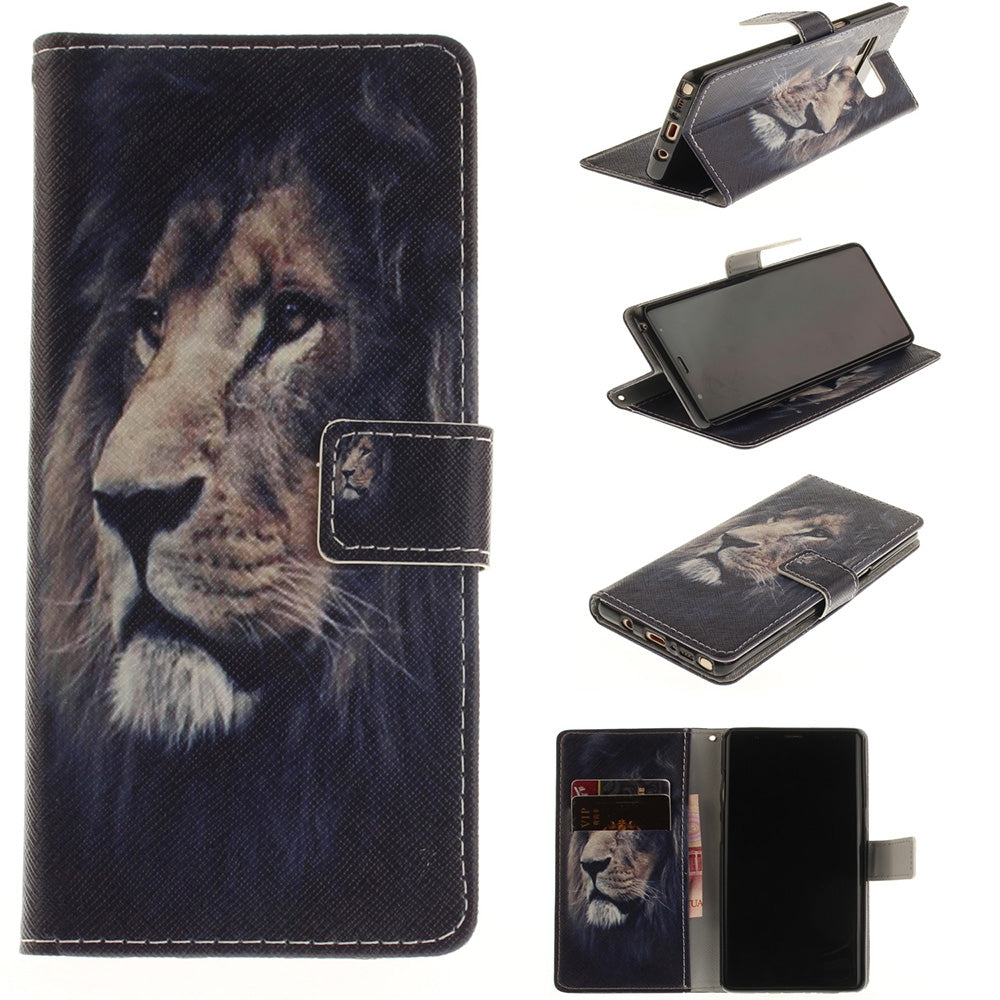 Card Holder Wallet with Stand Flip Magnetic Lion Pattern Full Body Case Cover pu+tpu Leather for...