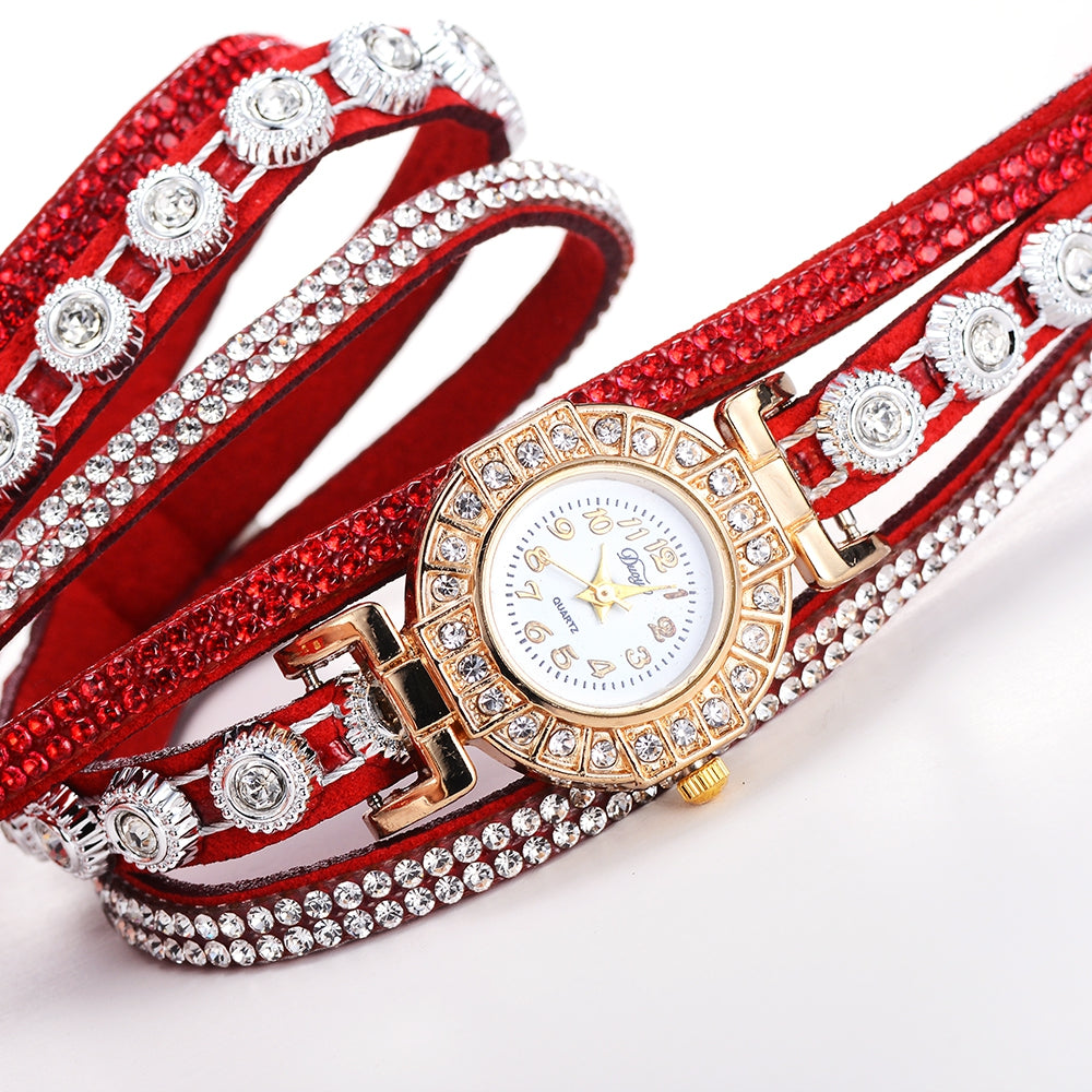 DUOYA D196 Women Wrap Quartz Wrist Watch with Diamond