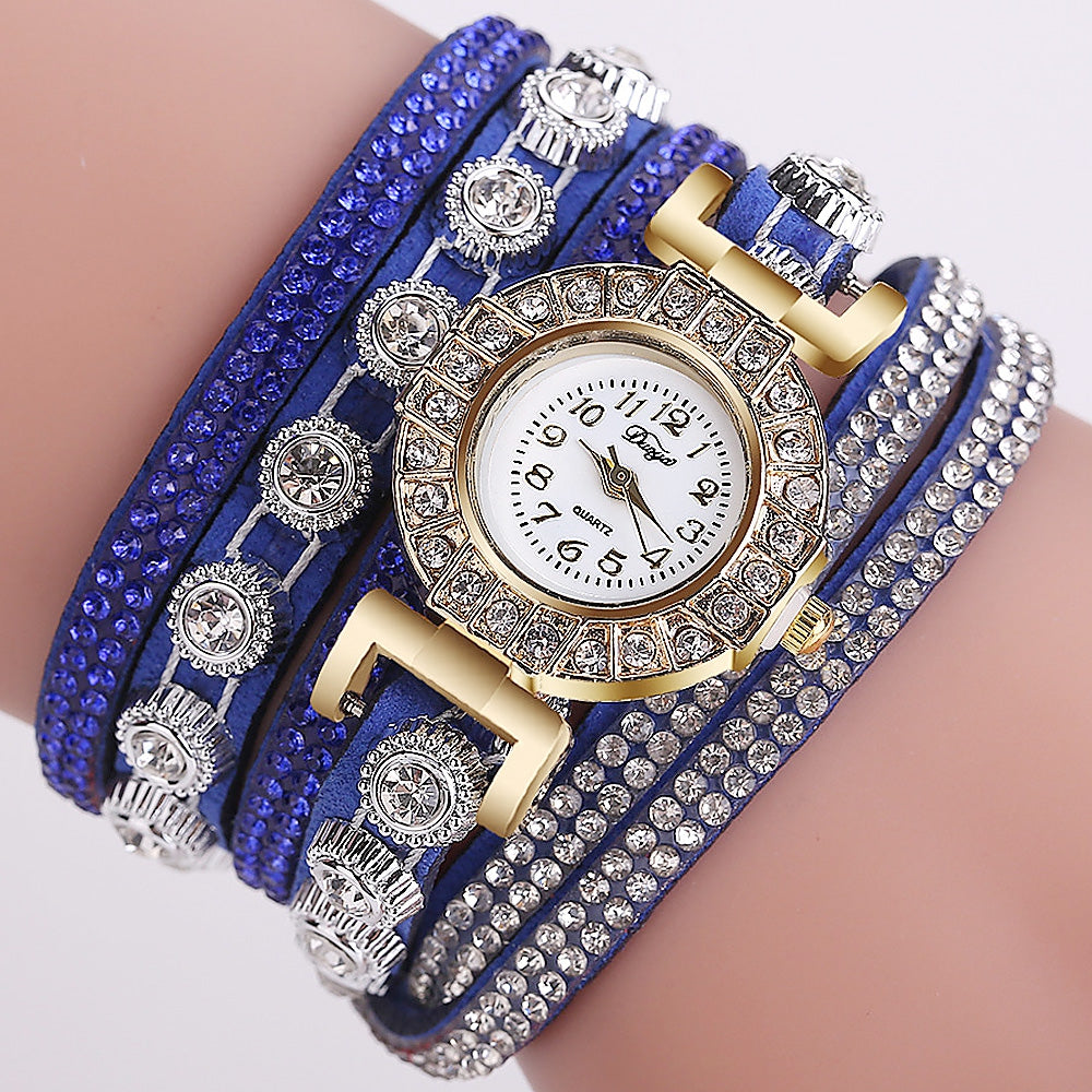 DUOYA D196 Women Wrap Quartz Wrist Watch with Diamond