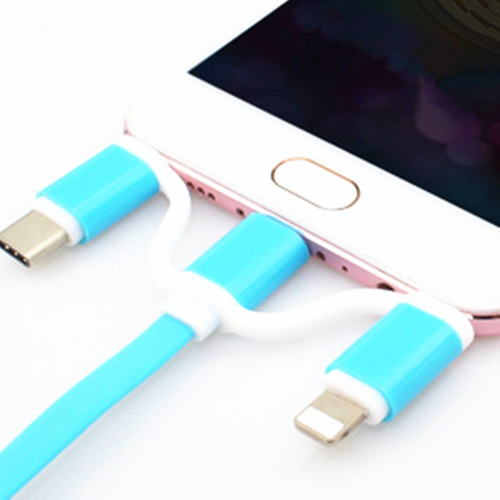 3 in 1 Micro USB Cable Charging Data Sync Retractable Charger Type C Adapter for iPhone / iOS / ...