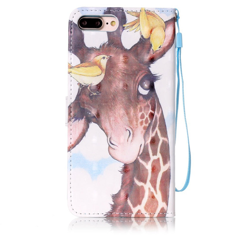 Bird Deer 3D Painted Pu Phone Case for Iphone 8 Plus / 7 Plus