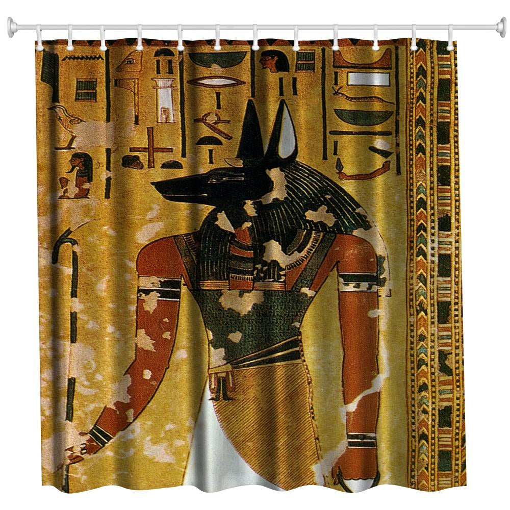 Anubis Polyester Shower Curtain Bathroom  High Definition 3D Printing Water-Proof
