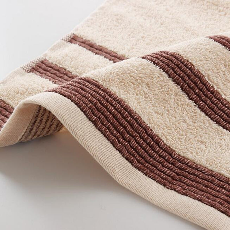 1 Pc Towel Simple Striped Cotton Home Use Towel Gift Towel