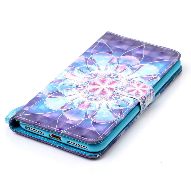 Crystal Flower 3D Painted Pu Phone Case for Iphone 8 Plus / 7 Plus