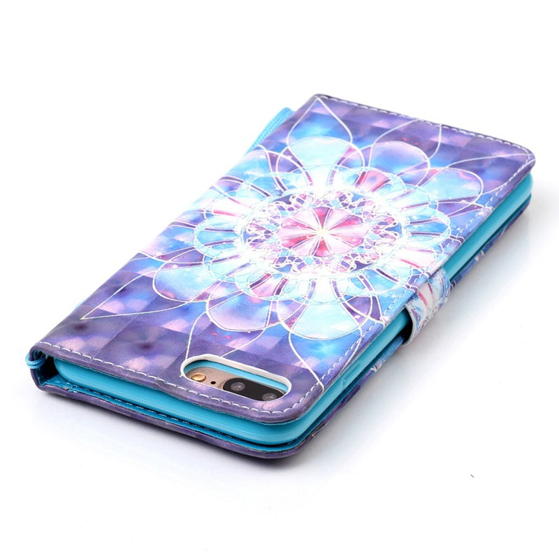Crystal Flower 3D Painted Pu Phone Case for Iphone 8 Plus / 7 Plus