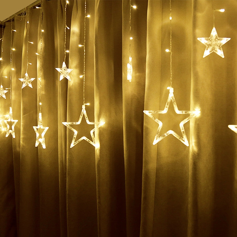 2M Romantic Fairy Star Led Curtain String Light EU 220V Xmas Garland Light for Wedding Party Hol...