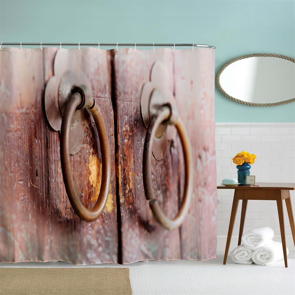 Copper Ring Door Polyester Shower Curtain Bathroom Curtain High Definition 3D Printing Water-Proof