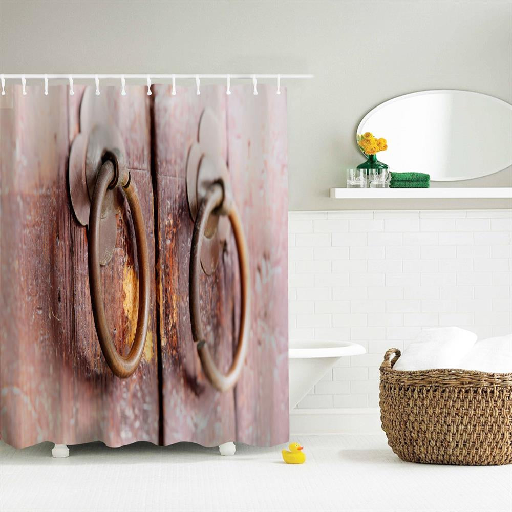 Copper Ring Door Polyester Shower Curtain Bathroom Curtain High Definition 3D Printing Water-Proof