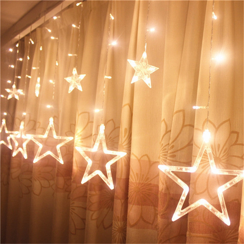 2M Romantic Fairy Star Led Curtain String Light EU 220V Xmas Garland Light for Wedding Party Hol...
