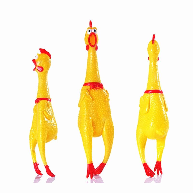 Chic Cute Screaming Chicken Pet Toys Squeaker Rubber Yellow Color