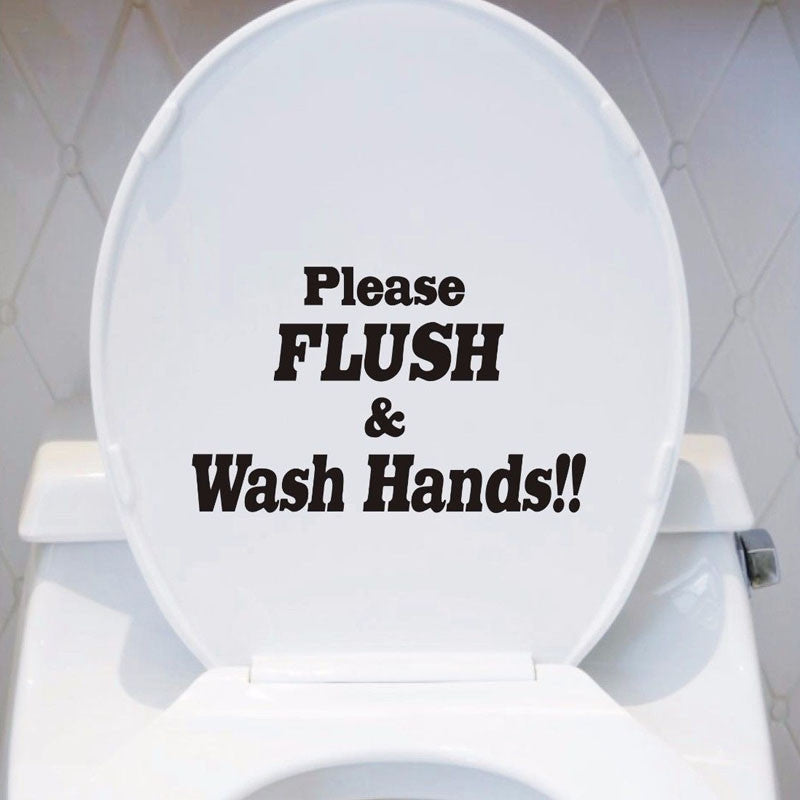 DSU FILSH & WASH HANDS Toilet Bathroom Funny Vinyl Stickers Home Decor