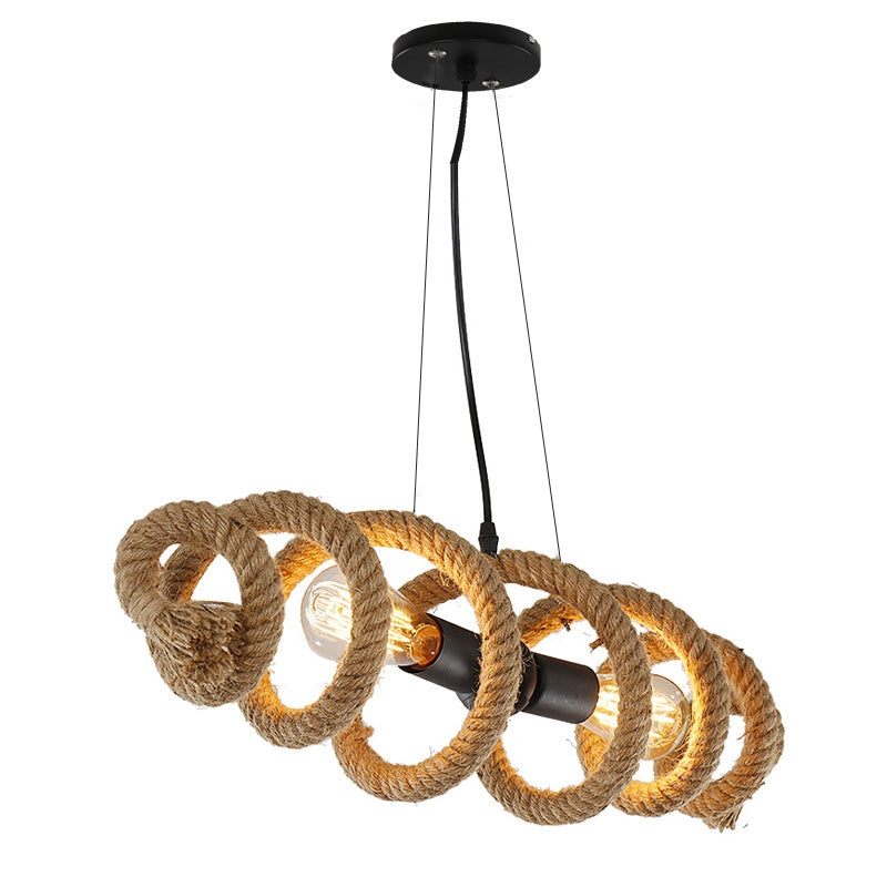 Creative Wrought Iron Hemp Rope Chandelier