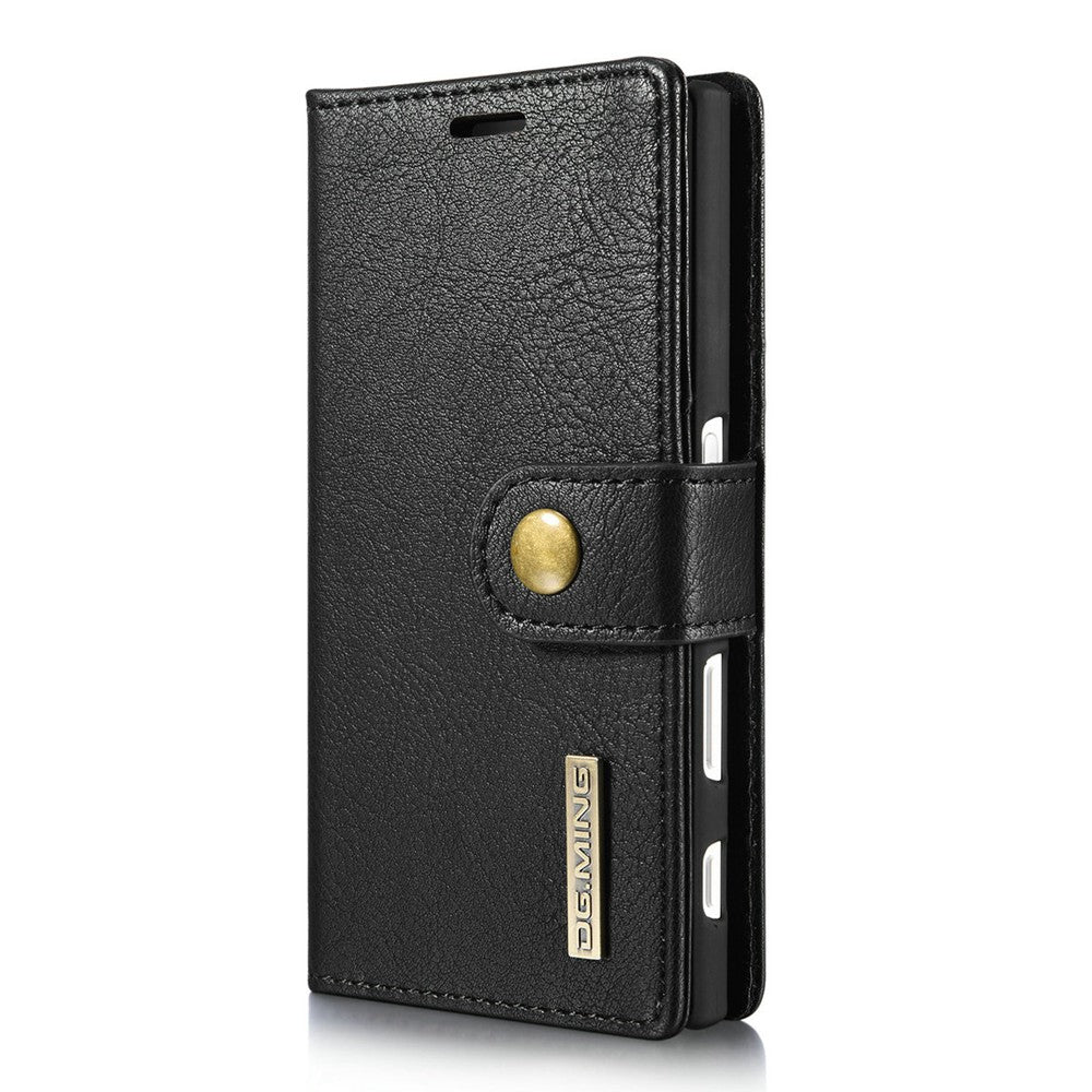 DG.MING Cow Leather Separable Back Case with Magnetic Button Flip Wallet Case for Sony Xperia X ...