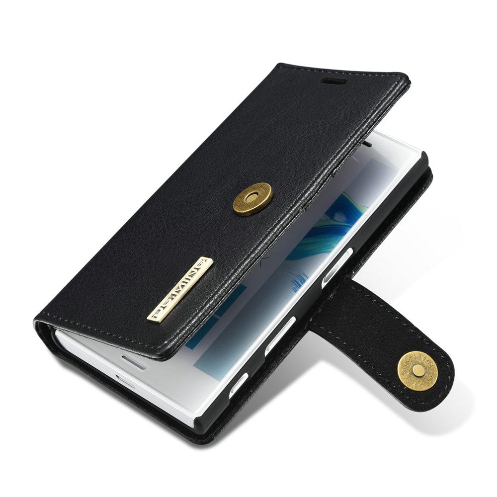 DG.MING Cow Leather Separable Back Case with Magnetic Button Flip Wallet Case for Sony Xperia X ...