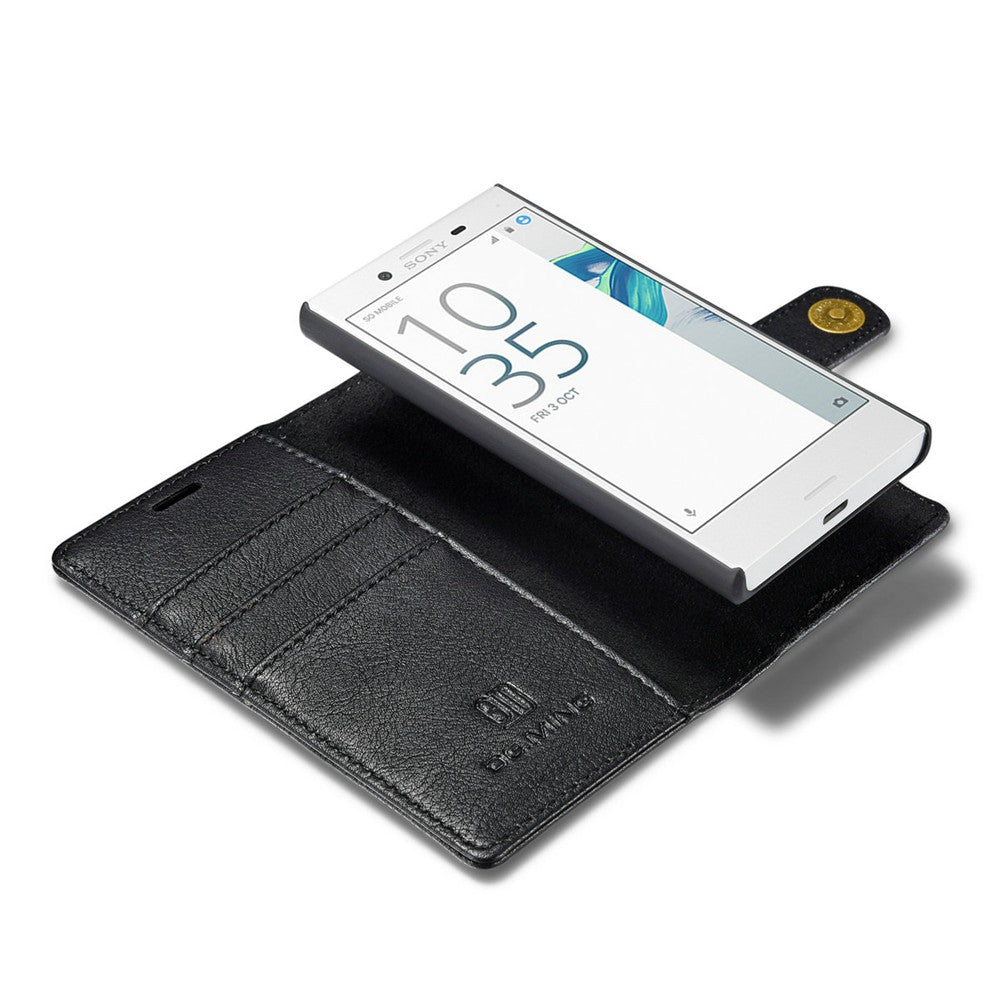 DG.MING Cow Leather Separable Back Case with Magnetic Button Flip Wallet Case for Sony Xperia X ...