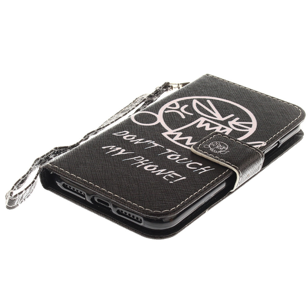 Cartoon Pattern Wrist Strap Premium Flip Wallet Protective Case Card Slots Pu+Tpu Leather Folio ...