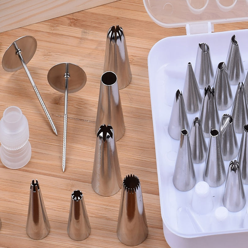 DIHE Cookies Cake Nozzle Suit Stainless Steel Multifunction Piping Tips 24PCS