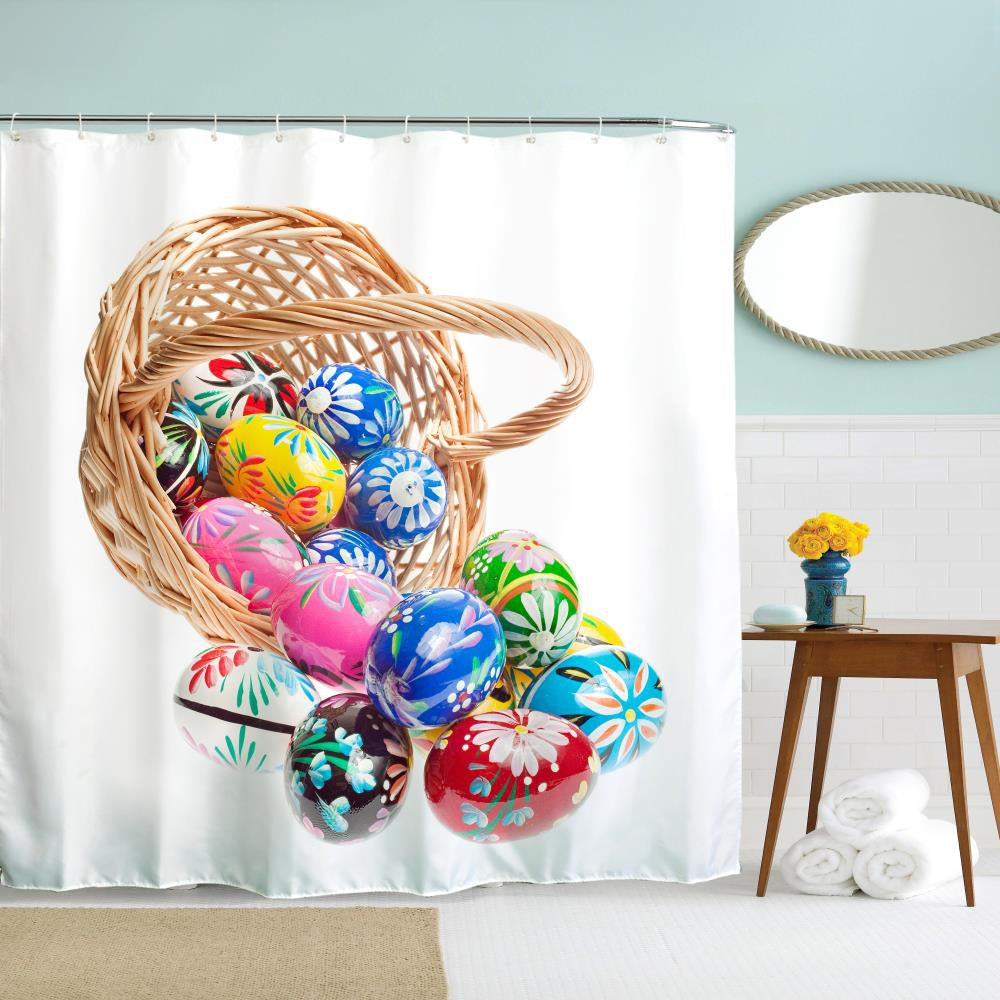 Basket Egg Polyester Shower Curtain Bathroom Curtain High Definition 3D Printing Water-Proof