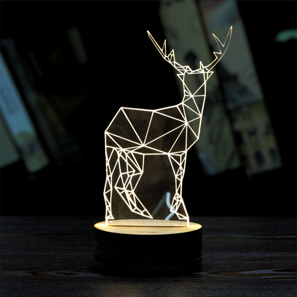 BRELONG 3D LED Night Light Table Desk Room Lamp Home Decoration Light-Elk