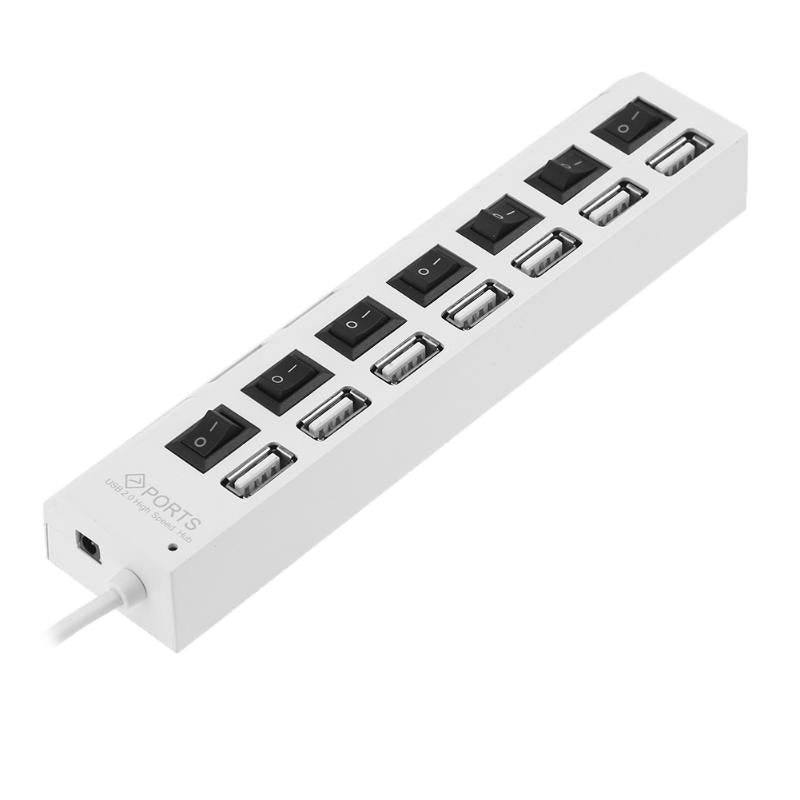 BALDR 7-Port USB 2.0 Multi Charger Hub + High Speed Adapter ON / OFF Switch Laptop / PC USA