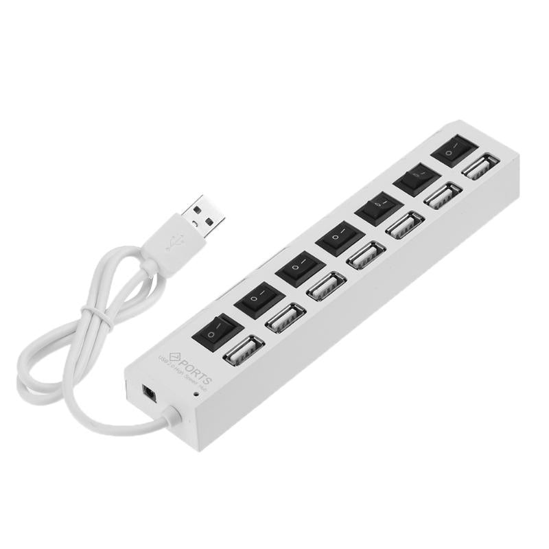 BALDR 7-Port USB 2.0 Multi Charger Hub + High Speed Adapter ON / OFF Switch Laptop / PC USA