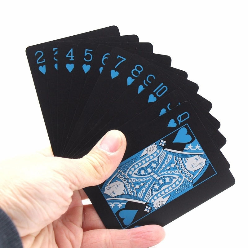 Creative Black Plastic PVC Poker Waterproof Magic Playing Cards Table Game Sets 54pcs