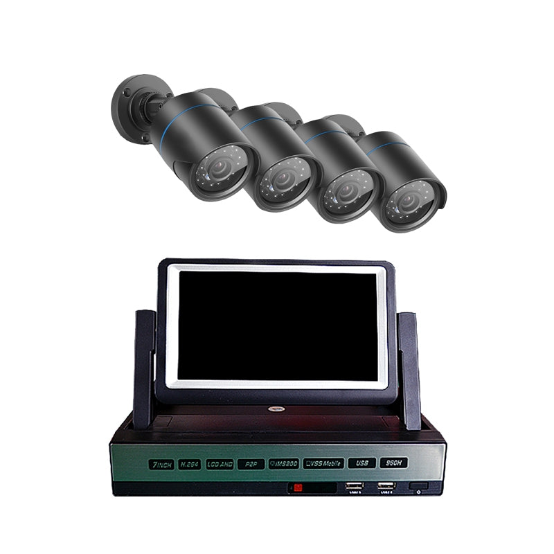 4 Channel Security Camera System 7 inch LCD 1080N AHD DVR 4 x 1.0MP Weatherproof with Night Vision