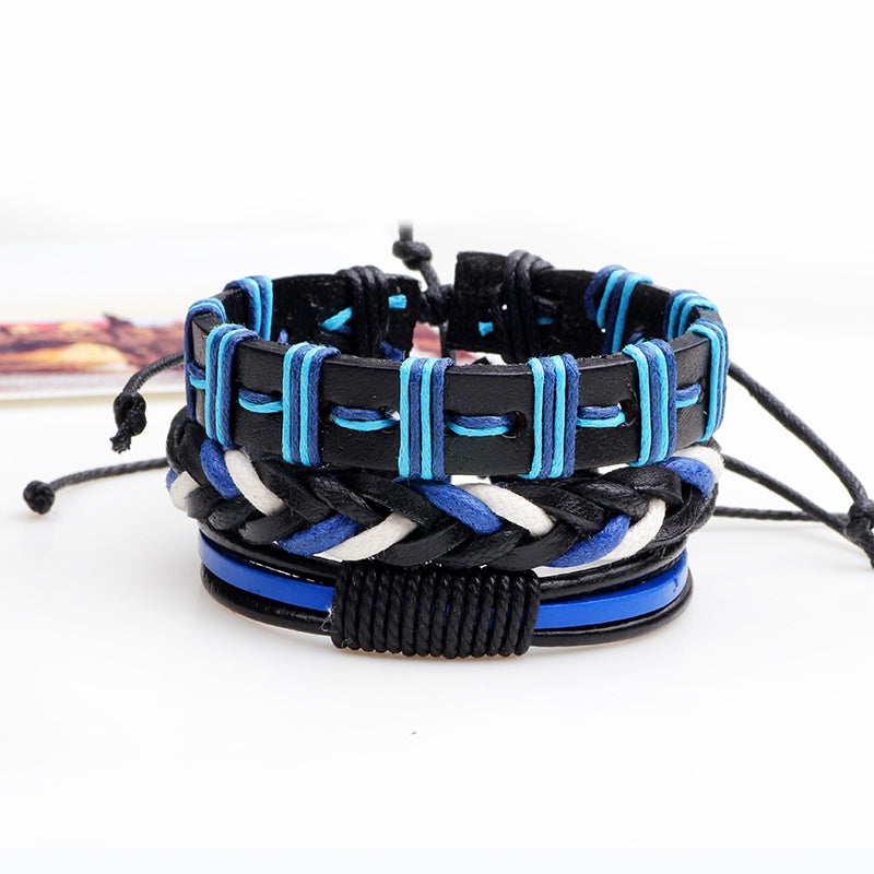 3 Pcs Hand Woven Rope Bracelet Male