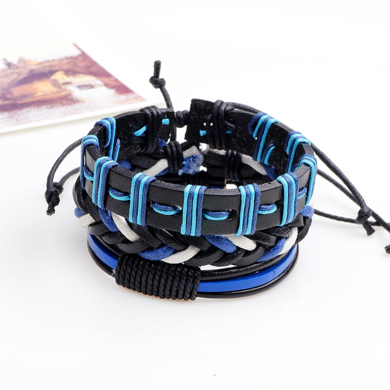 3 Pcs Hand Woven Rope Bracelet Male