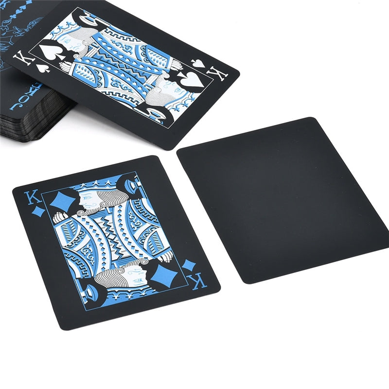 Creative Black Plastic PVC Poker Waterproof Magic Playing Cards Table Game Sets 54pcs