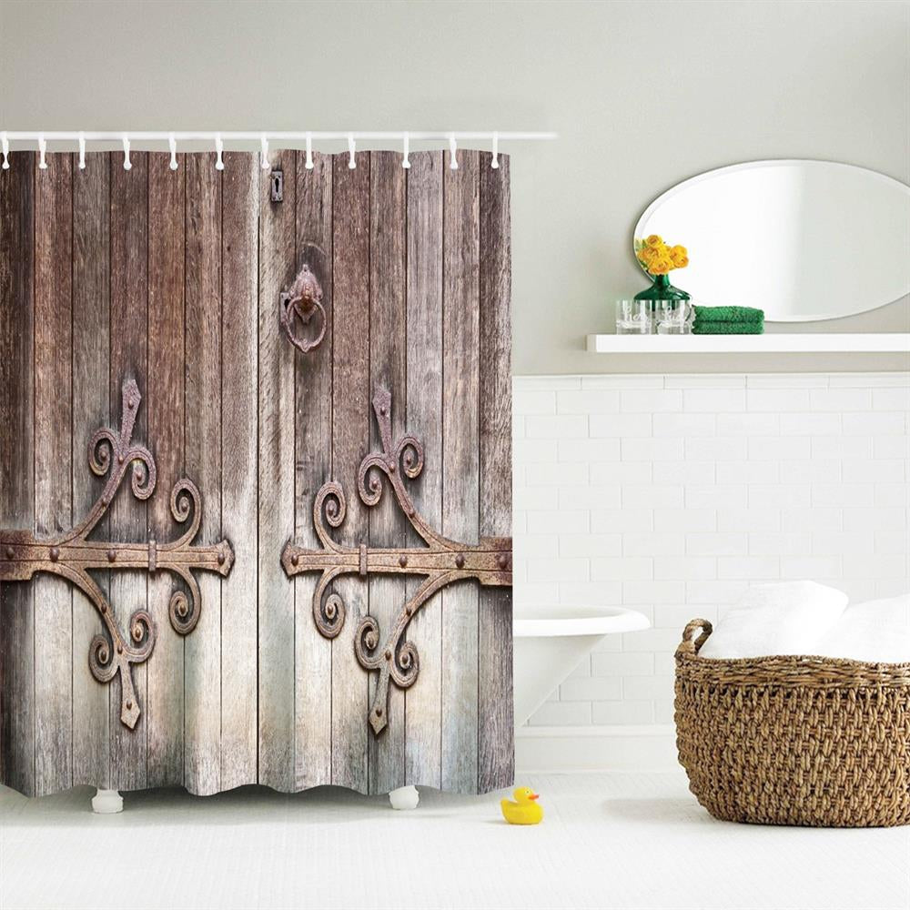 Carving Door Polyester Shower Curtain Bathroom Curtain High Definition 3D Printing Water-Proof