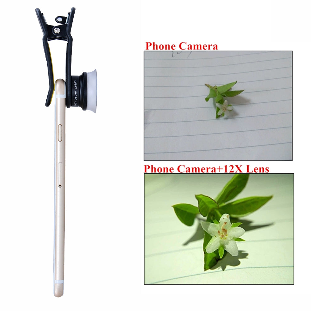 Apexel Cell Phone Camera Lens Kit,12x 24X Macro Lens for Iphone / Android Smartphone