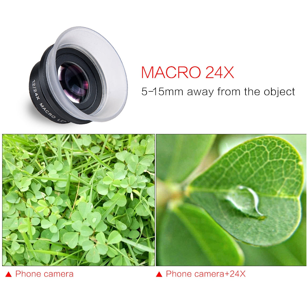 Apexel Cell Phone Camera Lens Kit,12x 24X Macro Lens for Iphone / Android Smartphone