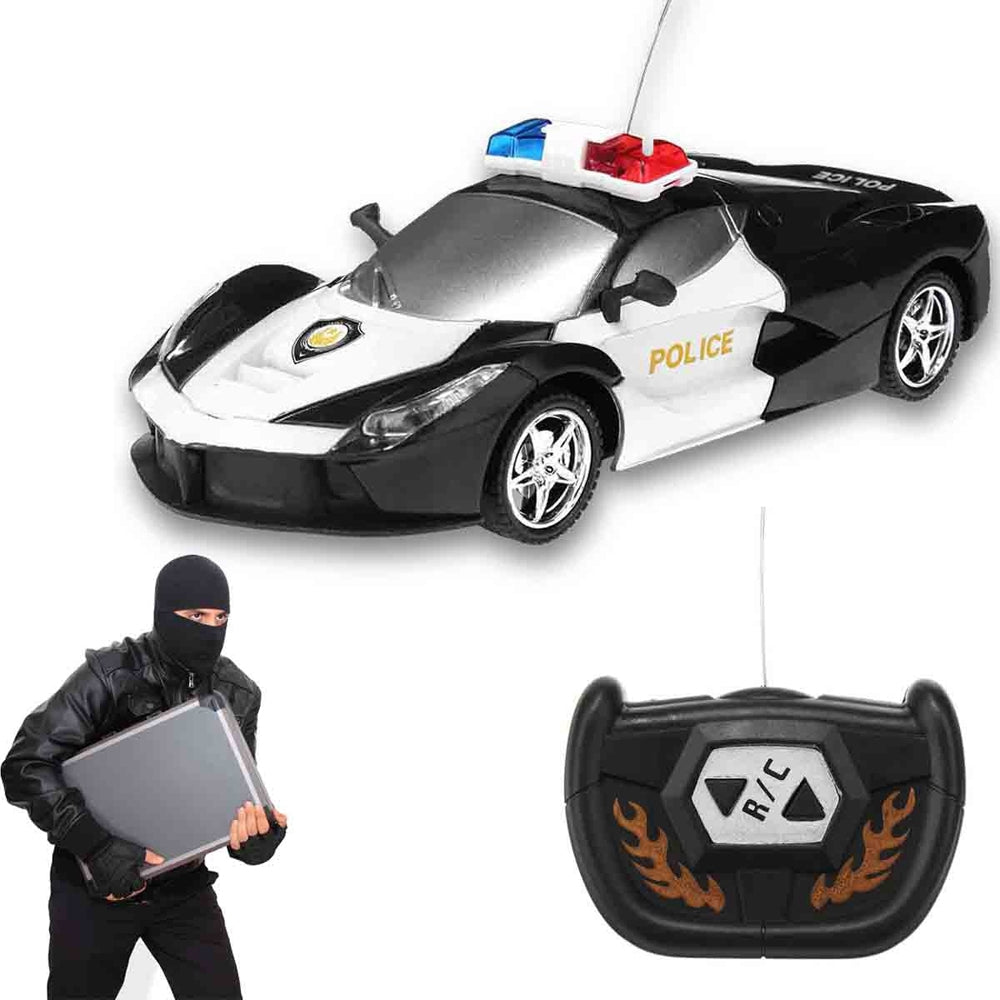 2 Channel Wireless Remote Control RC Police Car Truck Kid Toy Birthday Gift