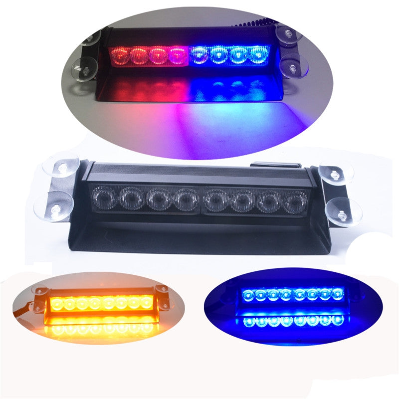 8 LED Car Emergency Warning Dashboard Dash Visor Police Strobe Lights