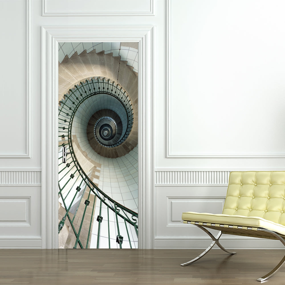 Creative Spiral Staircase Door Stickers DIY Stairs Mural Home Decor