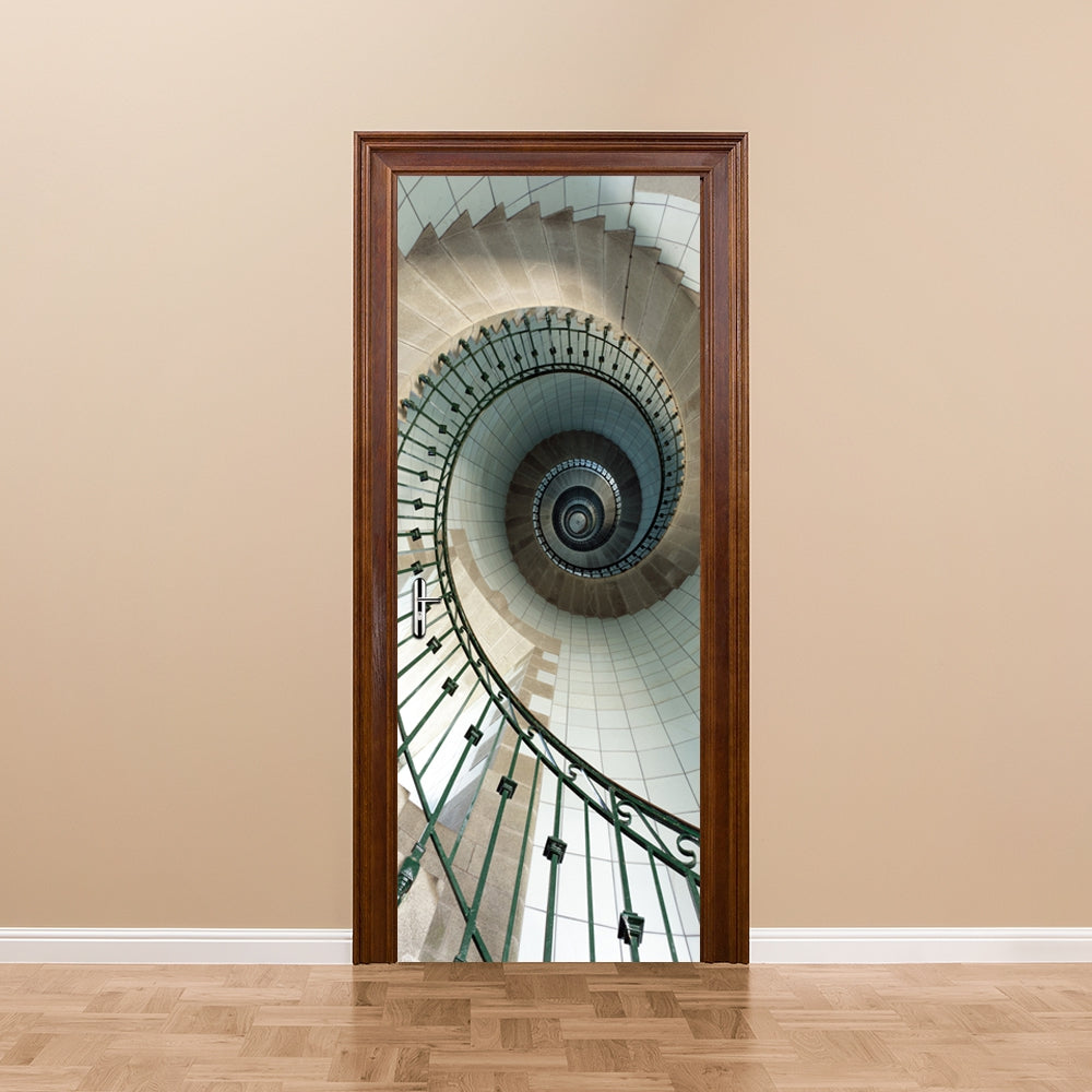 Creative Spiral Staircase Door Stickers DIY Stairs Mural Home Decor
