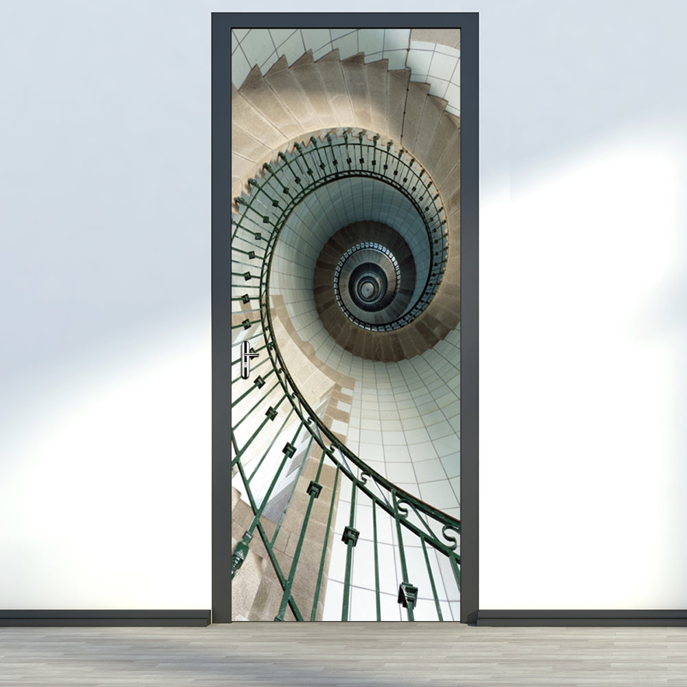 Creative Spiral Staircase Door Stickers DIY Stairs Mural Home Decor